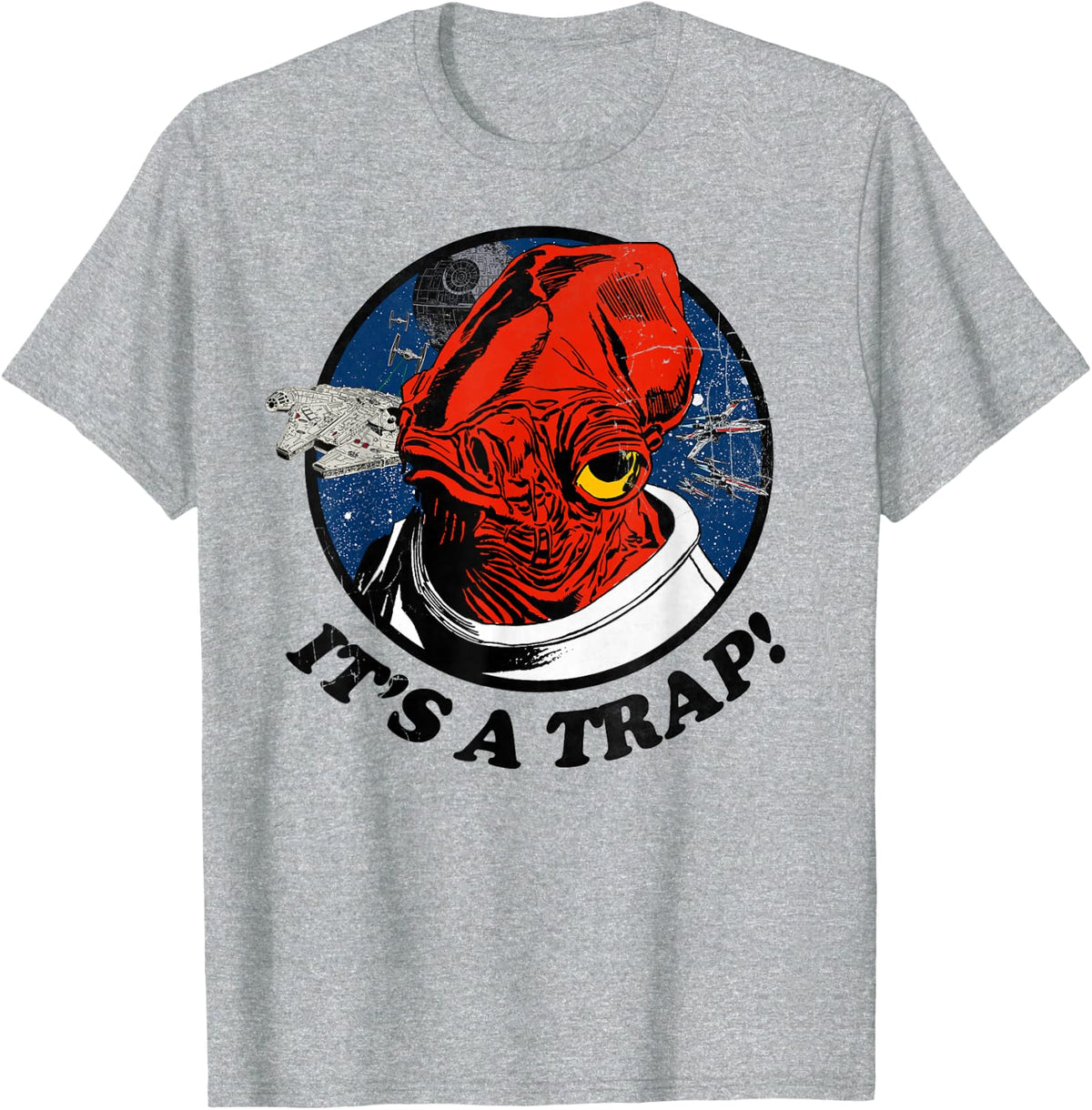 Star Wars Admiral Ackbar Falcon IT'S A TRAP! Graphic T-Shirt T-Shirt - Heather Grey