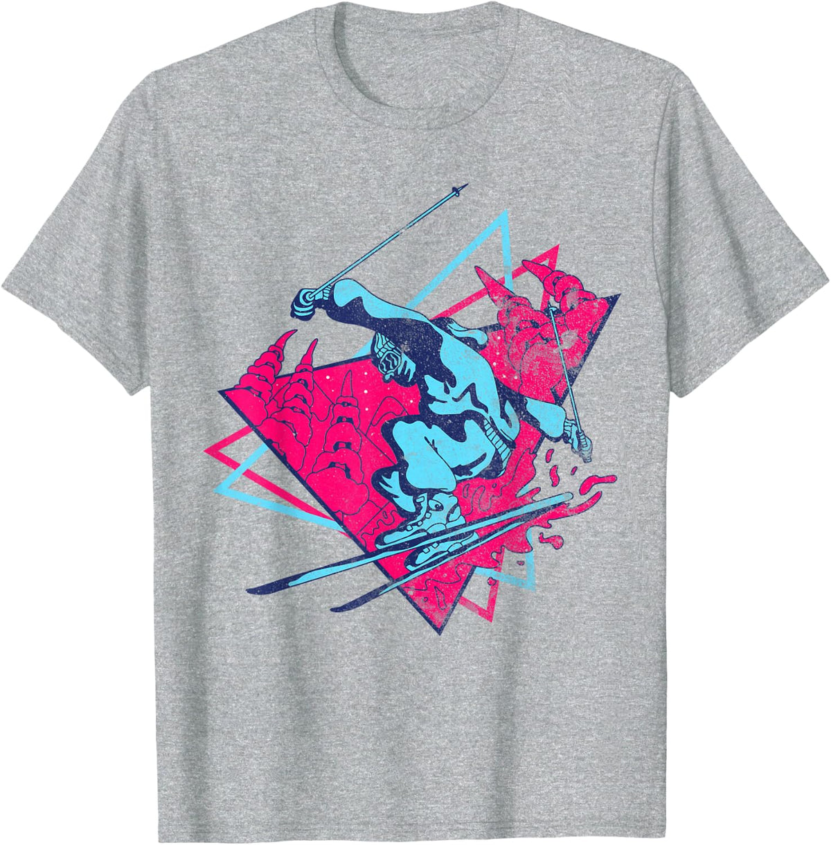 Retro Ski Vintage 80s 90s Skiing Outfit T-Shirt - Heather Grey