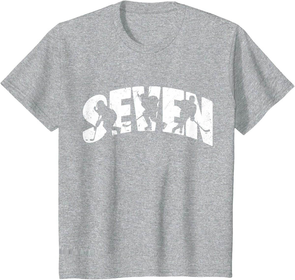 Kids 7th Birthday Retro Ice Hockey 7 Years Old Boy Girl T-Shirt - Heather Grey